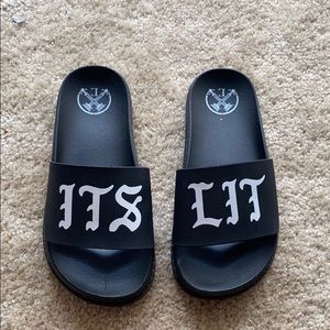 It's Lit Black Slide Sandals WOMENS size 7